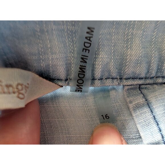 Soft Surroundings Light Blue Wide-Leg Pants Size 16 With Pockets & Button Closur - Picture 4 of 6